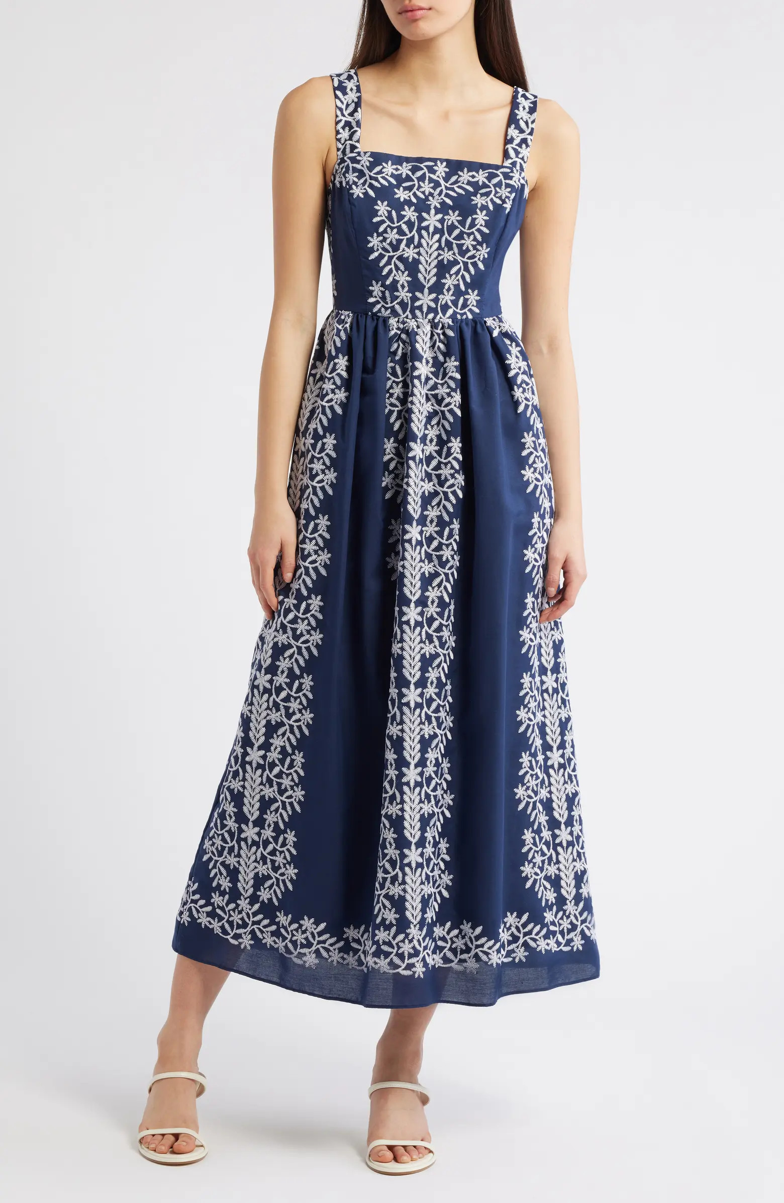Embroidered Square Neck Dress | Nordstrom