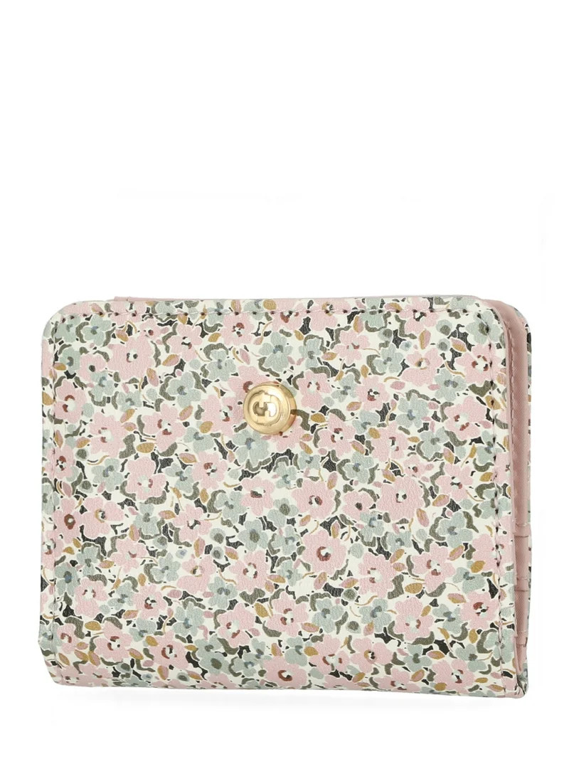 Time and Tru Women's Sharon Two Fold Wallet Vinyl Floral Print | Walmart (US)
