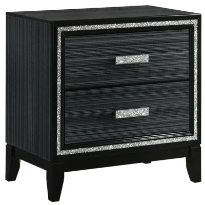 Bedroom 2 Nightstand, Weathered Black - Stylish Storage Choice Nightstand For 2 Drawers, Convenient Option | Wayfair North America