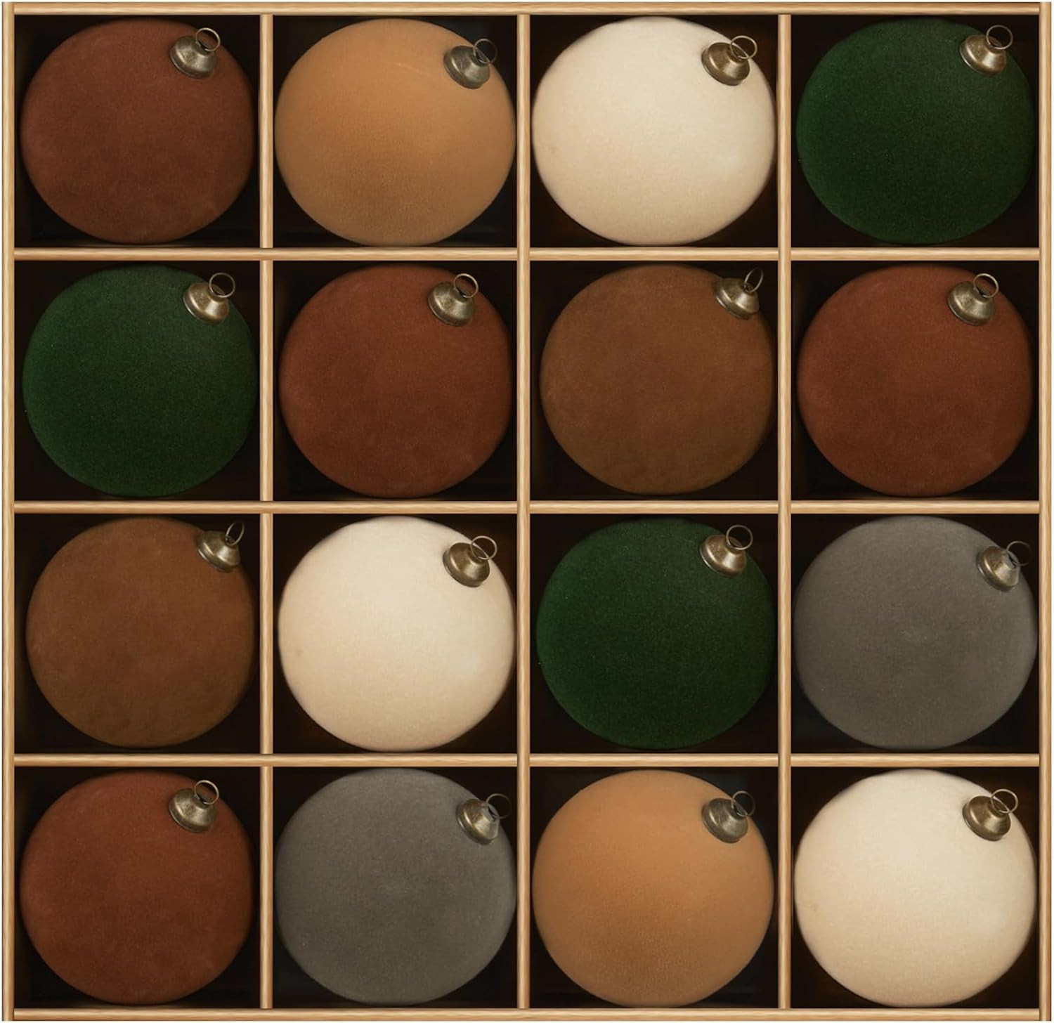 JORNOY 16-Pack Velvet Christmas Ornaments Ball, Large Flocked Ornaments for Christmas Tree - Shatterproof Decorative Hanging Baubles for Christmas Decor Party (Brown & Green & Beige, 3.12Inch) | Amazon (US)