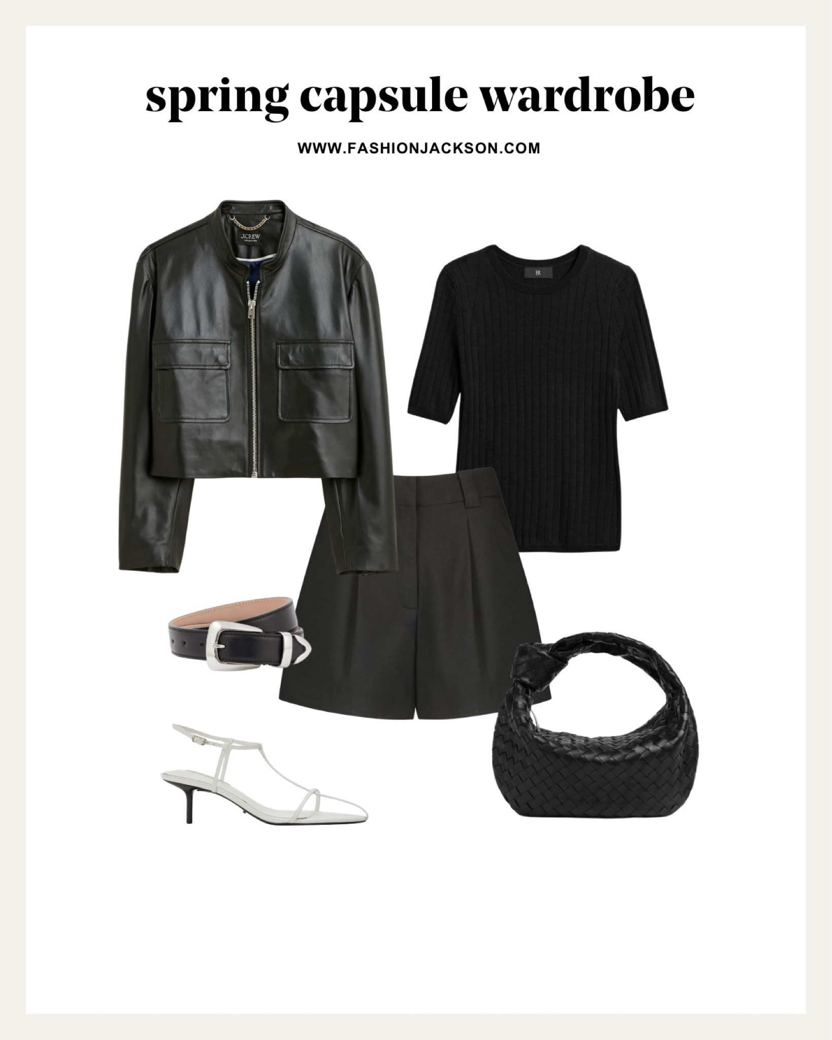 2024 Spring Capsule Wardrobe #springfashion #capsulewardrobe #springoutfit #springcapsule #blackleatherjacket #blackshorts #datenight #bottega #springtop #trousershorts #springsweater #fashionjackson

#LTKSeasonal #LTKshoecrush #LTKstyletip