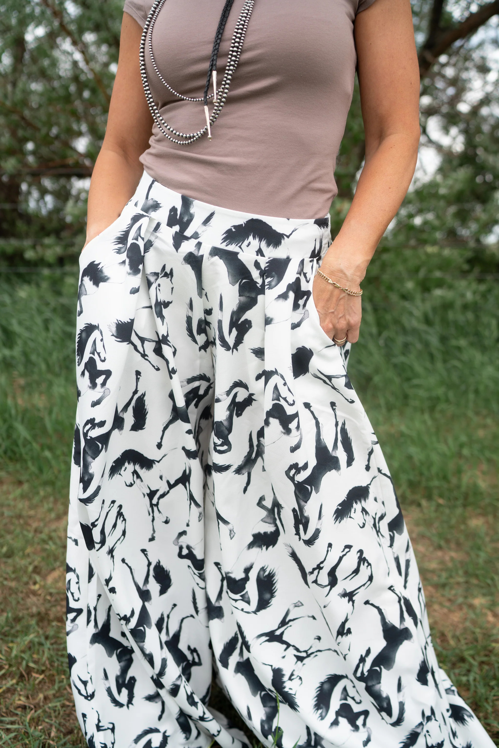 Black and White Horse Pants | Goldie Lew Jewelry