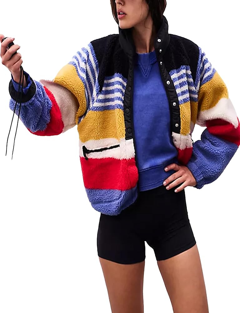 Printed Sherpa Jacket, Fuzzy Fleece Coat | Amazon (US)