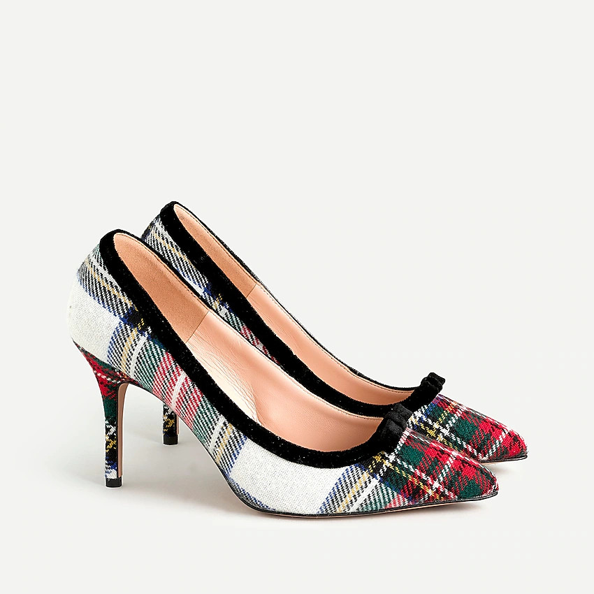 Elsie bow pumps in snowy Stewart tartan | J. Crew US
