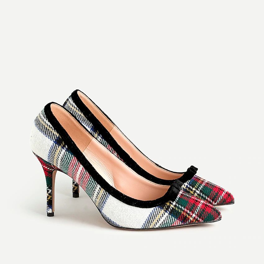 Elsie bow pumps in snowy Stewart tartan | J.Crew US