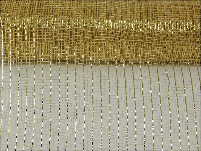 Floral Supply Online - 10 inch x 30 feet Gold Metallic Mesh Ribbon. The Exclusive Metallic Mesh w... | Amazon (US)