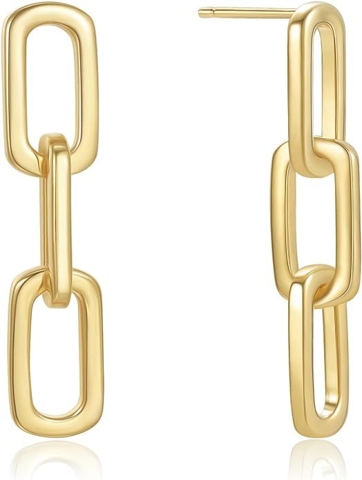 Chain Link Earrings 18K Gold Plated Chain Dangle Drop Earrings for Christmas Birthday for Women G... | Amazon (US)