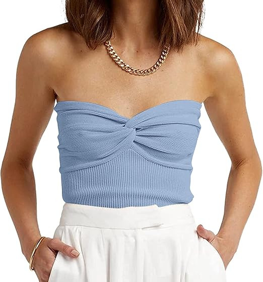 EFAN Womens Tube Tops Fall Fashion Summer Outfits 2025 Casual Beach Vacation Clothes Sweaters Str... | Amazon (US)