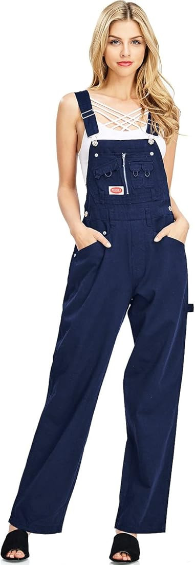 Revolt Women's Juniors Baggy Straight Leg Twill Overalls | Amazon (US)