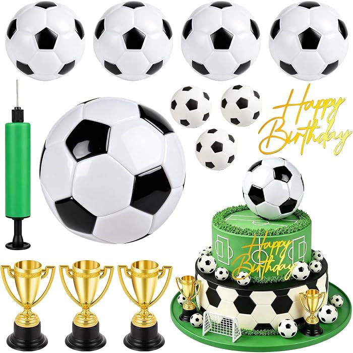 13 PCS Soccer Cake Topper Football Cake Decorations Set, Soccer Trophies Ball Cake Toppers for Bo... | Amazon (US)