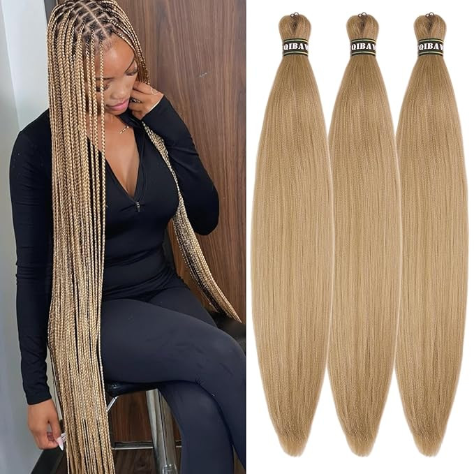 Brown Blonde Braiding Hair Pre stretched Box Braiding Hair Extensions Feed in Braids | Amazon (US)