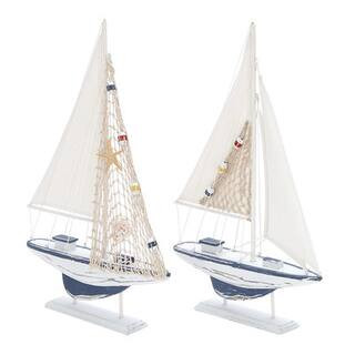 White Wood Coastal Sail Boat Sculpture Set By Ivory And Iris | 13" x 2" x 20" | Michaels® | Michaels Stores