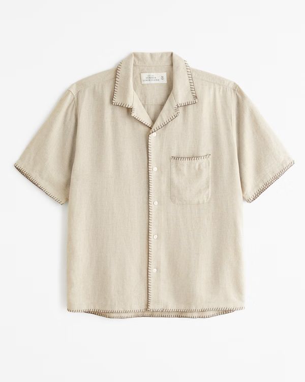 Camp Collar Summer Linen-Blend Shirt | Abercrombie & Fitch (US)
