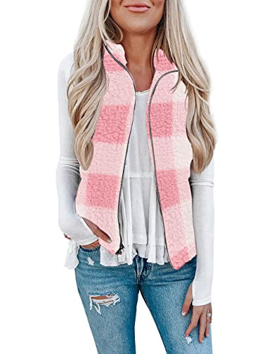 LOMON Womens Fuzzy Sherpa Fleece Jacket Lightweight Vest Cozy Sleeveless Cardigan Zipper Waistcoa... | Amazon (US)