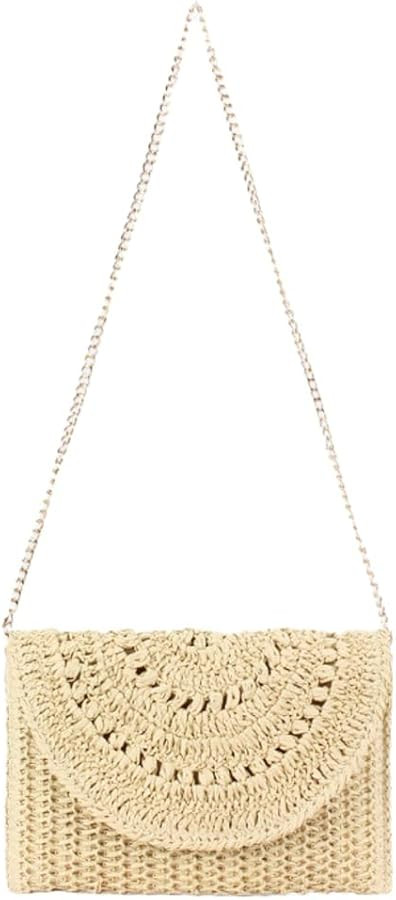 Hycurey Fashion Straw Woven Beach Handbag Women Small Slim Crossbody Shoulder Bag Handmade Croche... | Amazon (US)