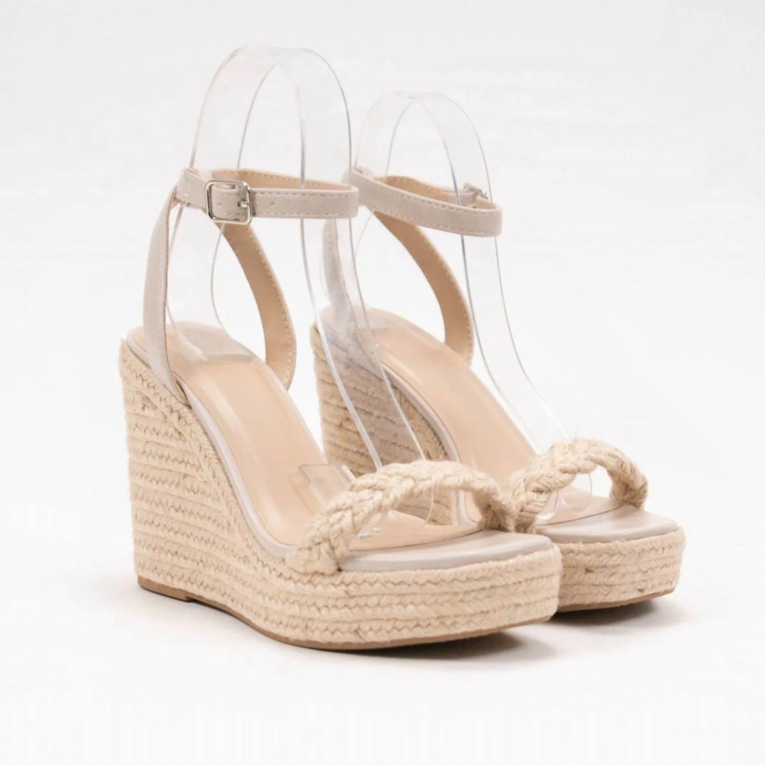 Women's Neutral Braided Wedge Sandal In Beige | Shop Simon