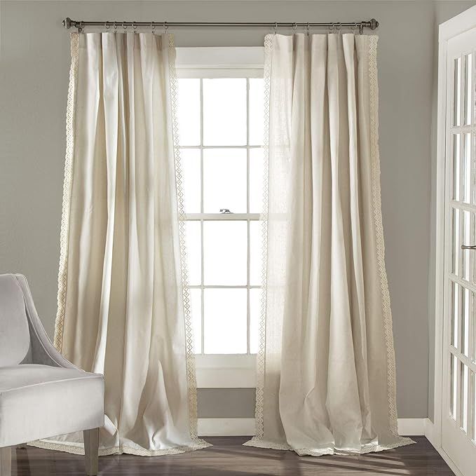 Lush Decor Rosalie Window Curtains Farmhouse, Rustic Style Panel Set for Living, Dining Room, Bed... | Amazon (US)