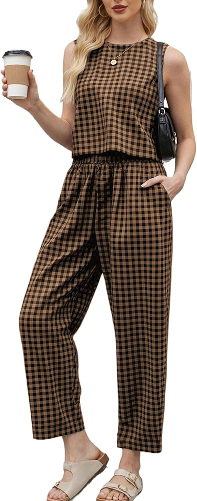 2 Piece Sets For Women 2026 Summer Matching Wide Leg Crop Pants Outfits Travel Vacation Beach Lou... | Amazon (US)