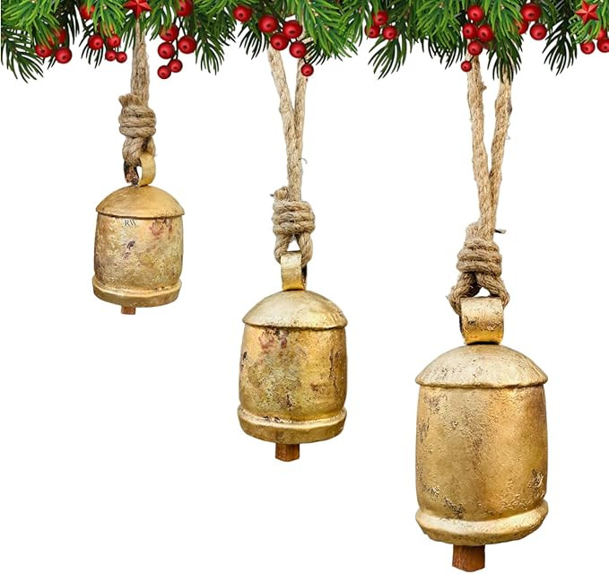 Christmas Bells Decor, Gold Hanging Bells for Christmas Decoration, Cow Bells Christmas Decor for... | Amazon (US)