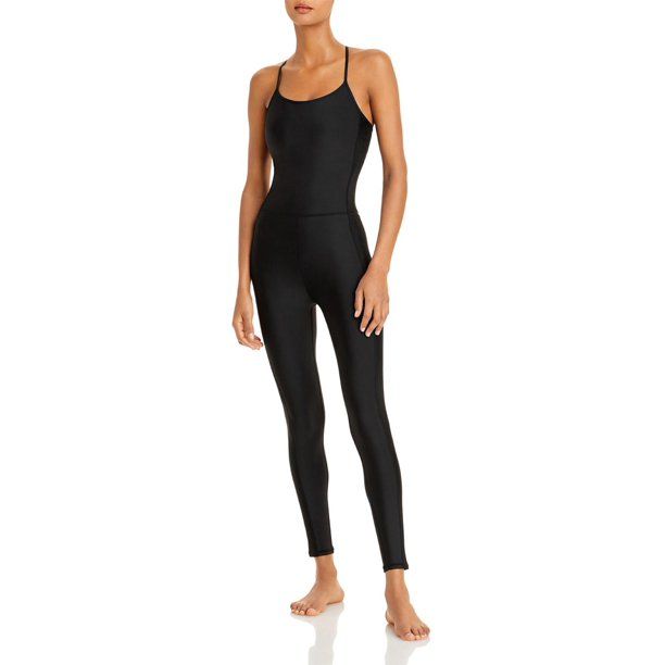 Aqua Womens Ribbed Sleeveless Jumpsuit Black XS - Walmart.com | Walmart (US)