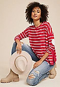 Striped Heart Elbow Patch Mixer Tee | Maurices