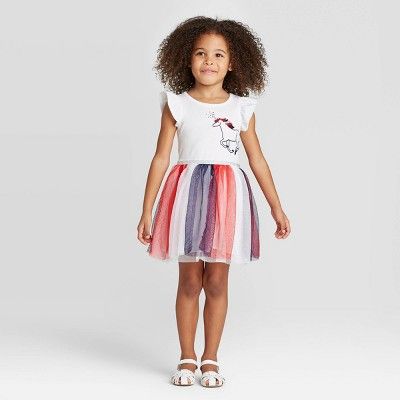 Toddler Girls' Short Sleeve Unicorn Tulle Dress - Cat & Jack™ White | Target