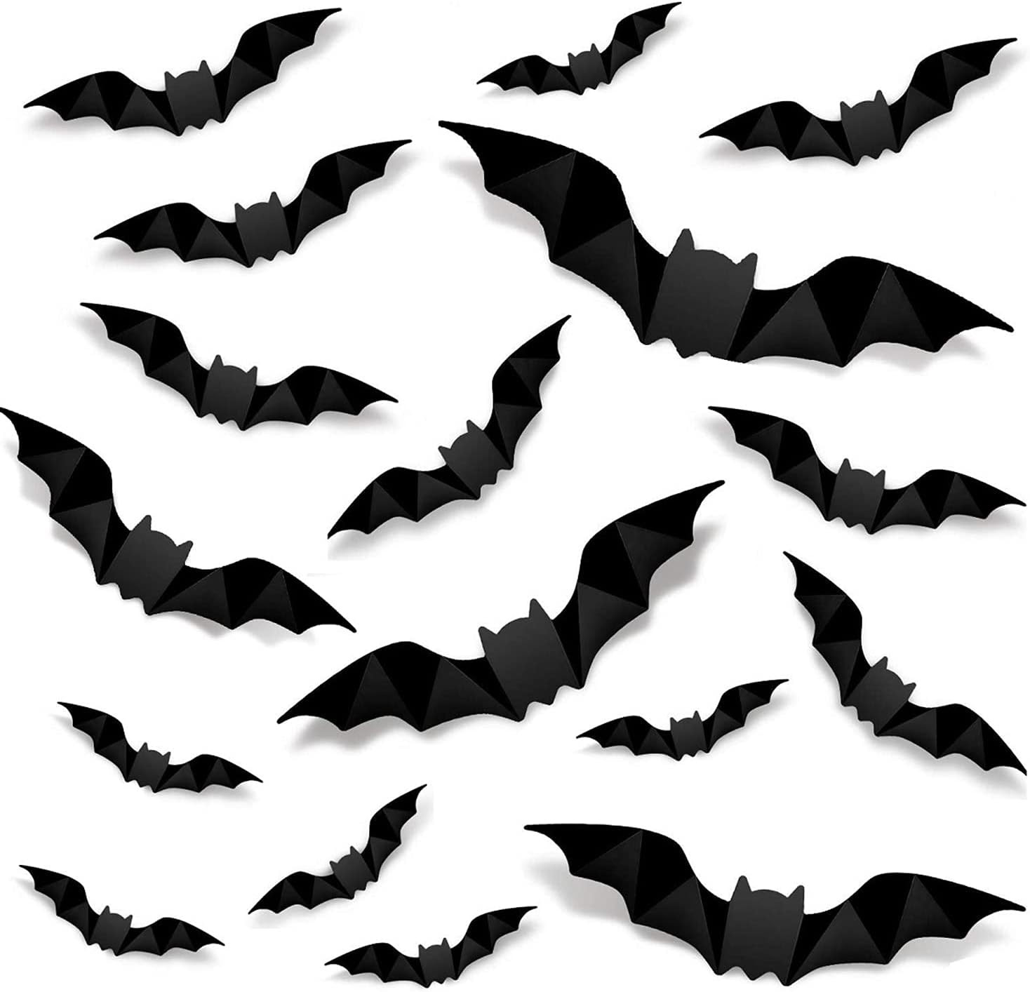 96PCS Halloween Decoration 3D Bats Wall Stickers 4 Different Sizes Realistic PVC Scary Bat Sticke... | Amazon (US)