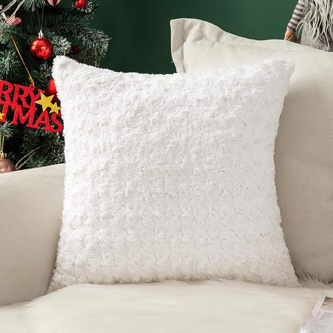 MIULEE Throw Pillow Covers Luxury Faux Fuzzy Fur Super Soft Cushion Pillow Case Decor White Cases... | Amazon (US)