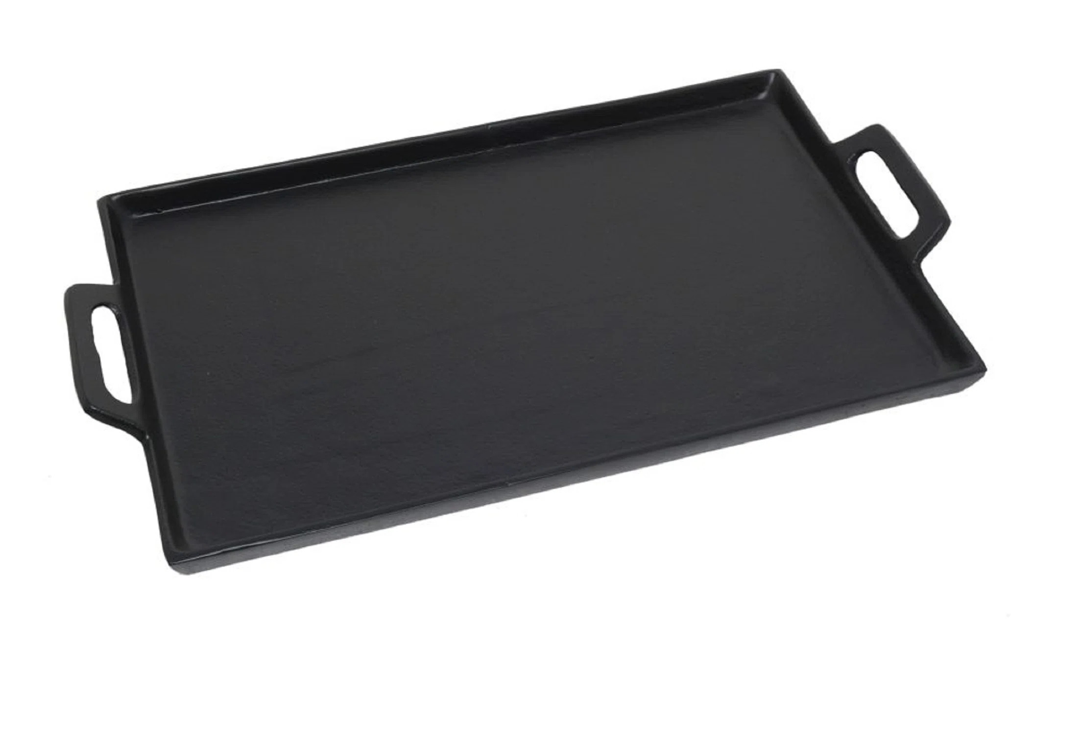 Bradshaw 18" Simple Black Serving Tray - Contemporary Decorative Wood and Glass Serving Tray for ... | AllModern