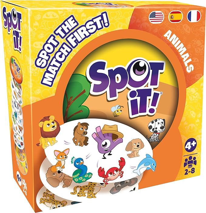 Spot It! Animals (2024 Refresh) - Eco-Sleeve Edition, 5-in-1 Visual Perception Game for Quick Ref... | Amazon (US)