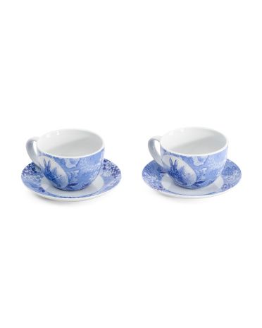 Et Of 2 Peter Rabbit Toile Lapin Teacups And Saucers | TJ Maxx