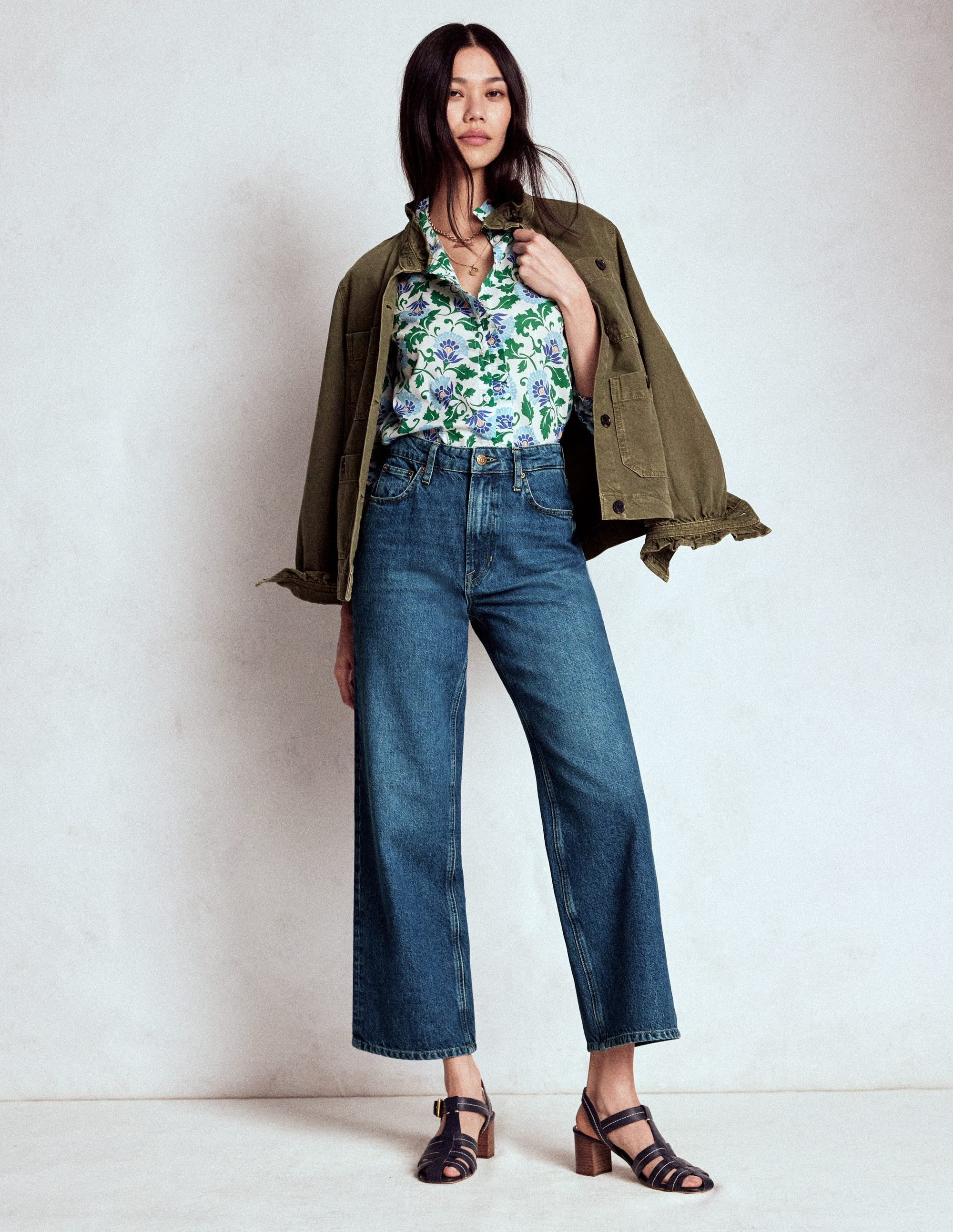 High Rise Straight Crop Jeans-Mid Vintage | Boden UK