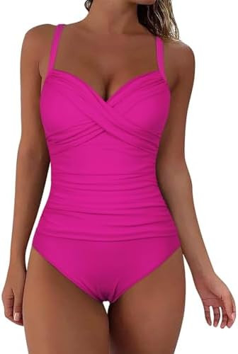 Hilor Women's Ruched Underwire One Piece Swimsuit Front Twist Swimwear Tummy Control Bathing Suit... | Amazon (US)