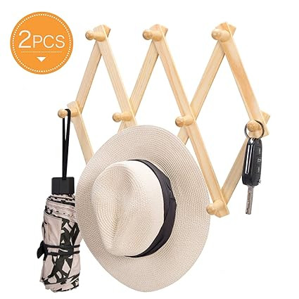 Timoo Expandable Hat Rack Accordion Hanger 10 Hooks Wall Rack for Coat, Hat, Cap, Belt, Coffee Mu... | Amazon (US)