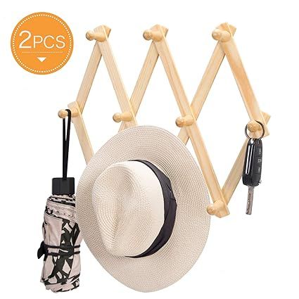 Timoo Expandable Hat Rack Accordion Hanger 10 Hooks Wall Rack for Coat, Hat, Cap, Belt, Coffee Mu... | Amazon (US)