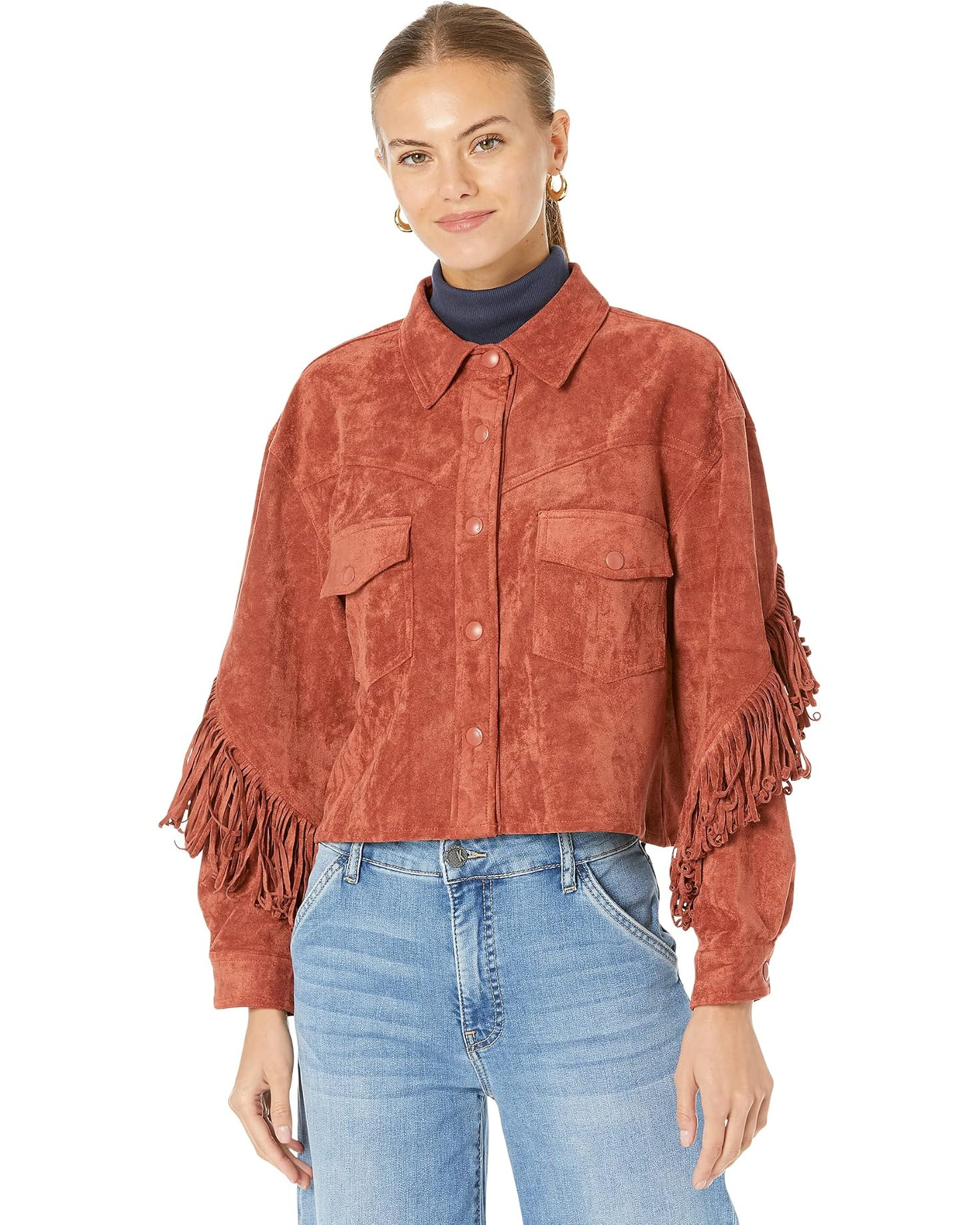 Faux Suede Fringe Shirt Jacket in Bounce Back | Zappos
