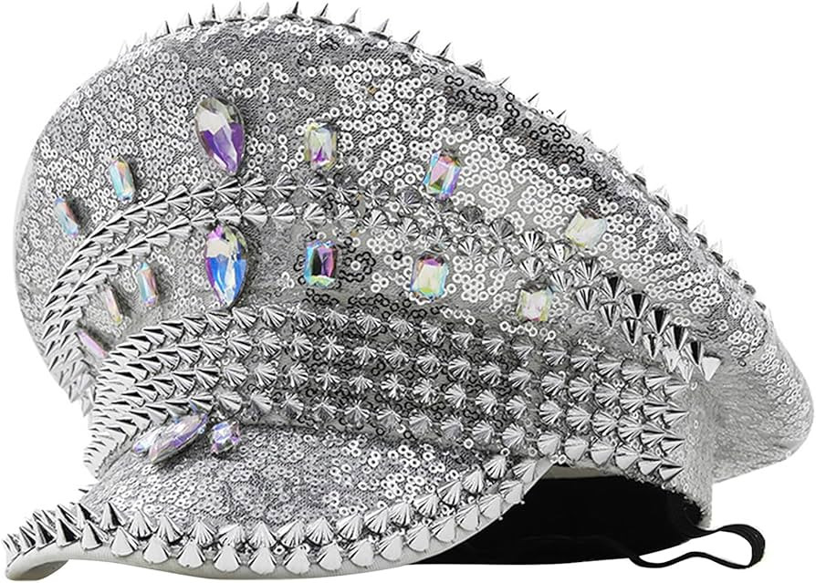 LIANXUE Bejeweled Crystal Captain Beret Sailor Hat for Bachelorette Party - Sergeant Versatile fo... | Amazon (US)