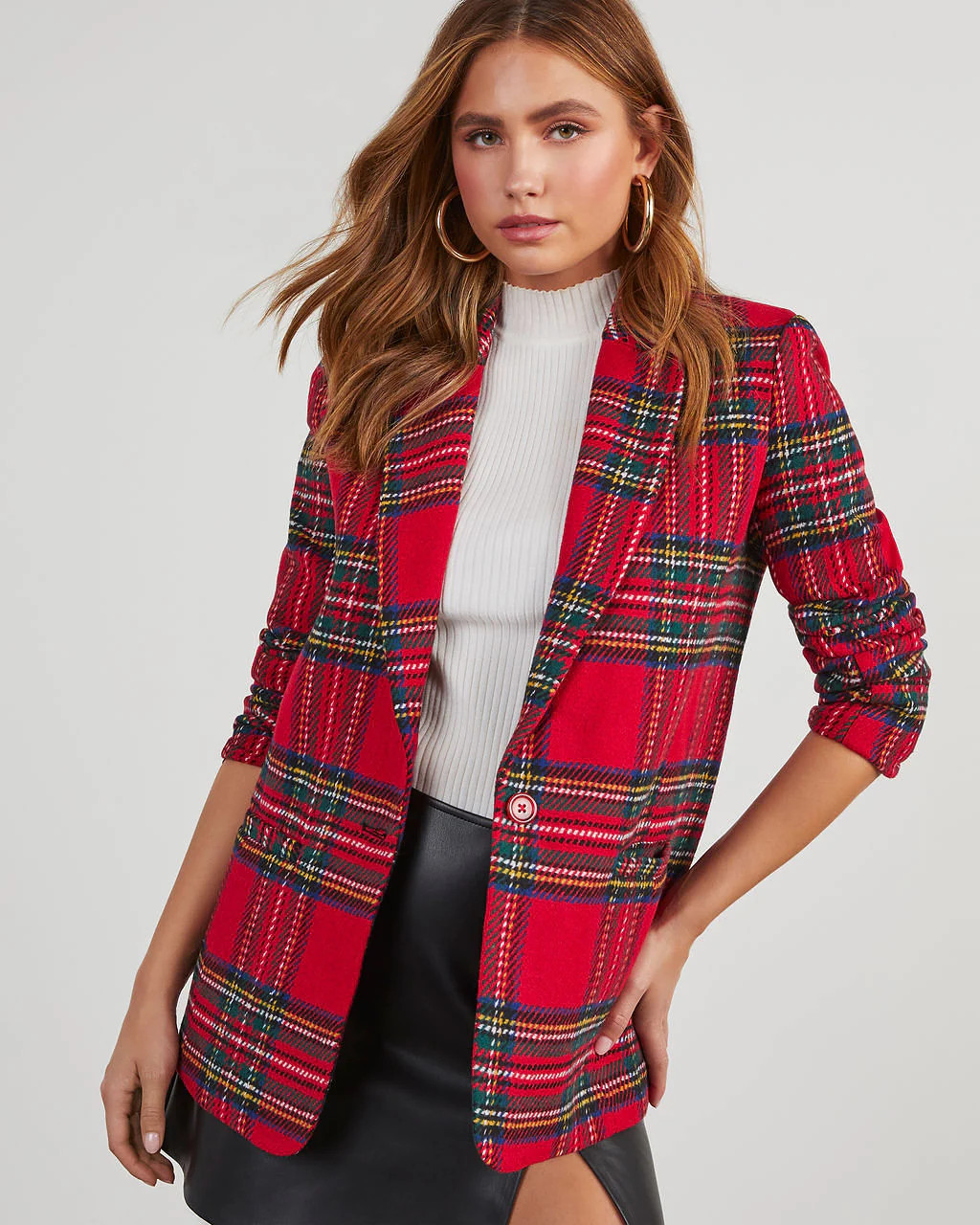 Eve Pocketed Plaid Blazer | VICI