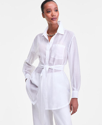 Women's Sash-Tie Tunic Shirt, Macy's Exclusive | Macy's