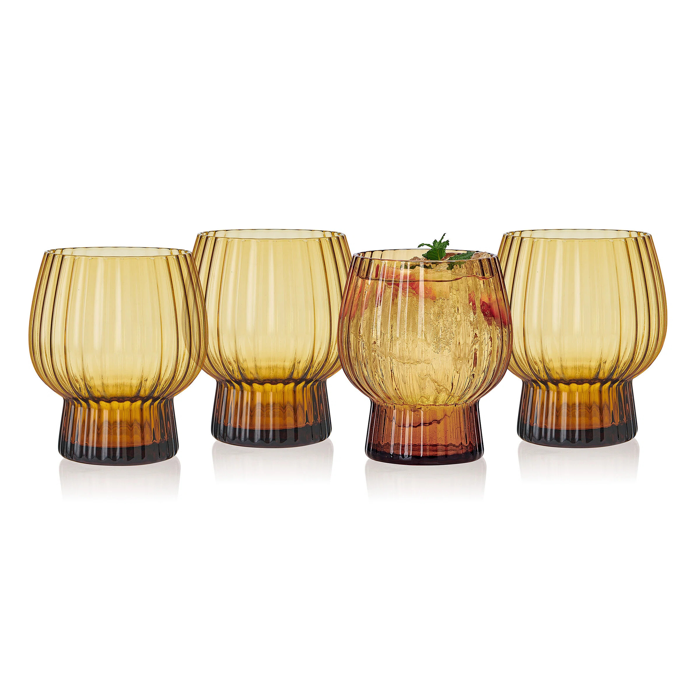 Mikasa Phoebe Optic Double Old Fashioned Glasses, Set Of 4, 14 Ounce | Perigold