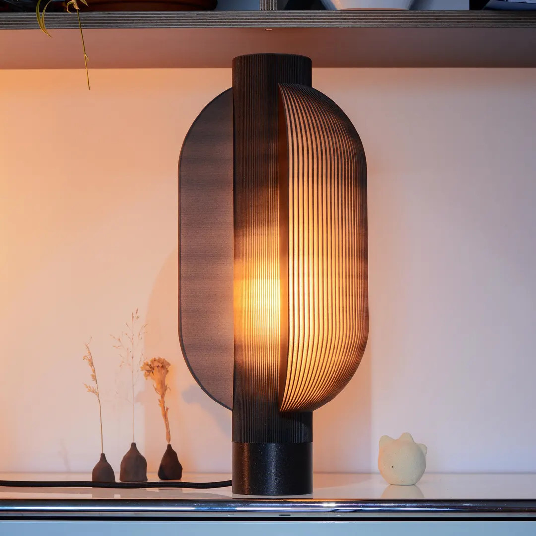 Handmade Obsidian Lemon Table Lamp M Modern Black Pleated Shade 110-250V, Unique Bedroom Living R... | Etsy (US)