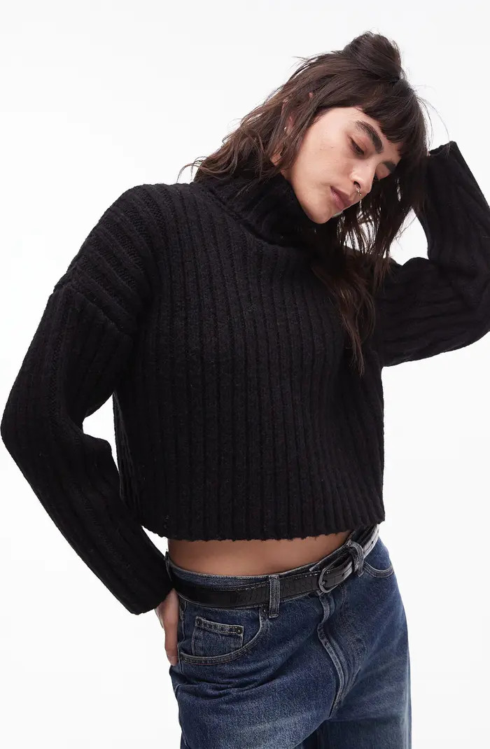 Rib Crop Turtleneck Sweater | Nordstrom