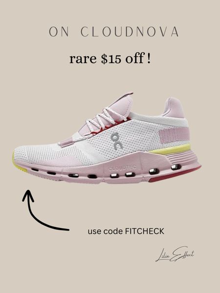Rare discount on women’s on cloudnova running sneakers in Undyed/White/Fade color! Use code: FITCHECK

Athleisure sneakers • pink sneakers • 2024 sneakers 

#LTKsalealert #LTKstyletip #LTKshoecrush