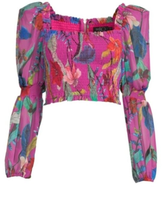 PatBO | Zamia Shirred Floral Crop Top | Poshmark