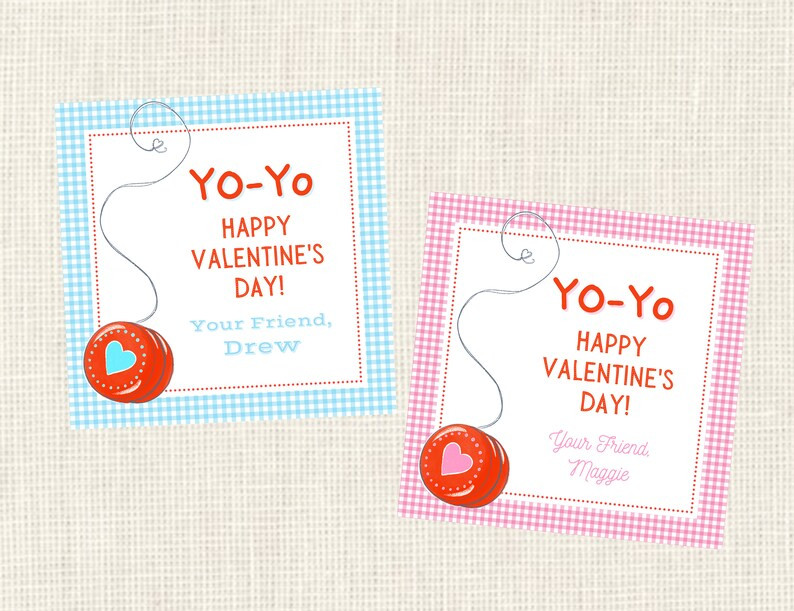 Valentine Class Tags or Stickers, Yo-yo Valentine, Watercolor, Printed / Set of 25 - Etsy | Etsy (US)