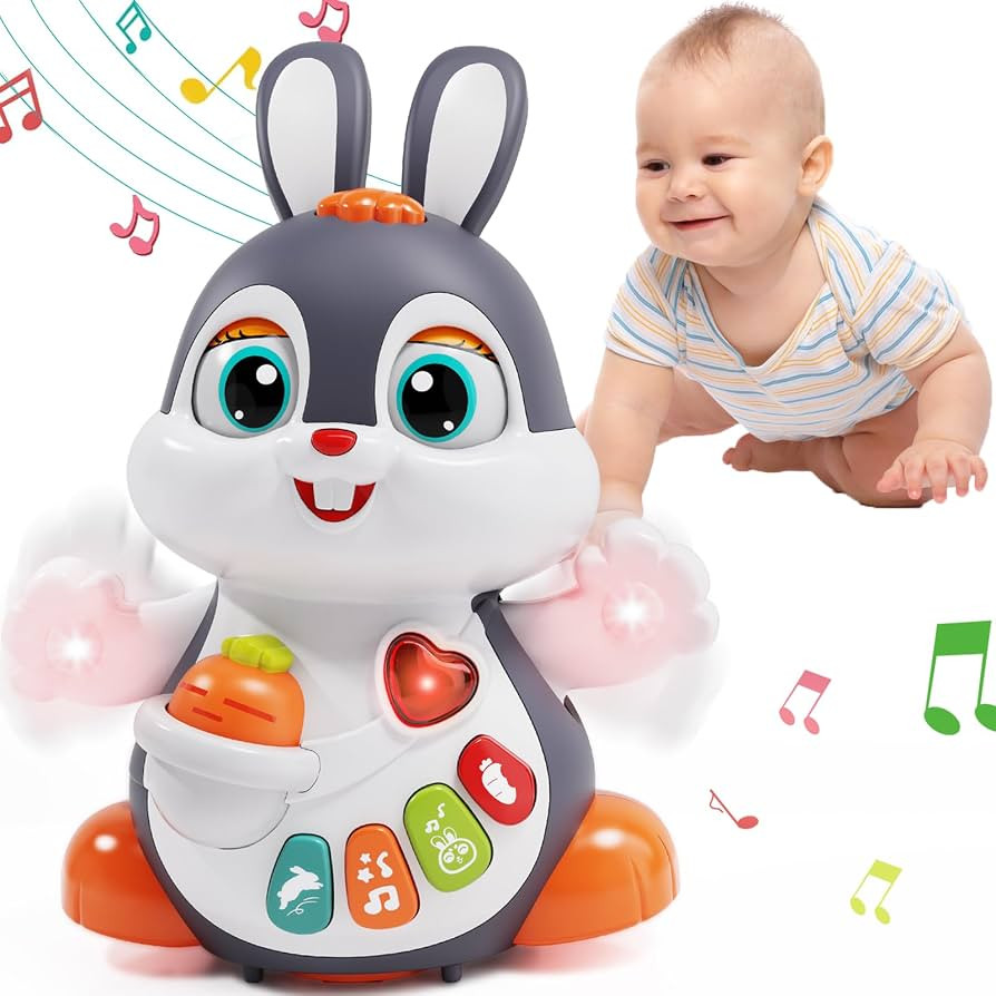 Wanonoo Musical Baby Easter Bunny Toys 0-6 6-12 Months, Light Up Animal Infant Tummy Time Dancing... | Amazon (US)