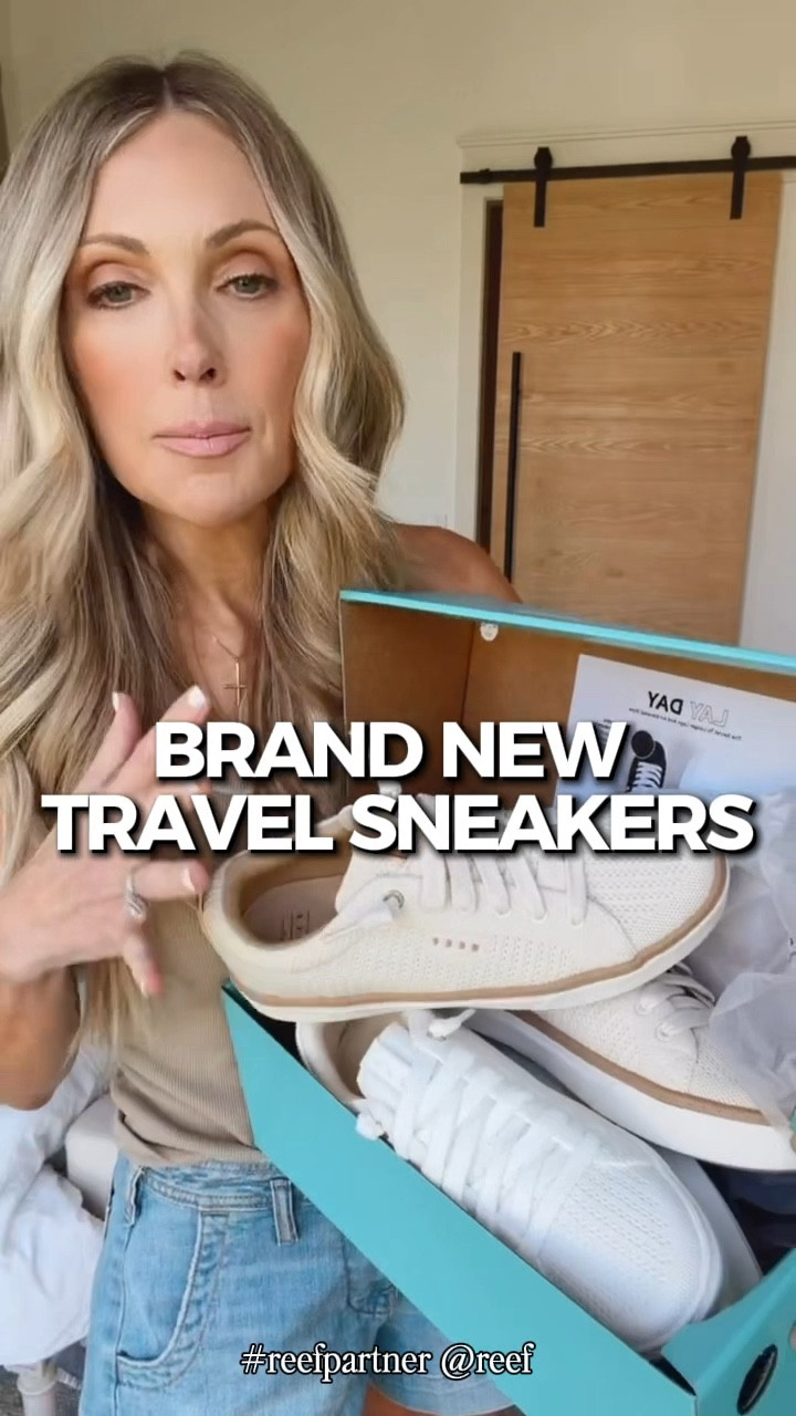 My all time favorite travel sneakers just HAD A BABY!  These are the Lay Day Lites… breathable, easy to pack in your suitcase and still have that same comfortable fit with an inclined sole which elongates the leg. #reefpartner @reef 

#LTKSeasonal #LTKOver40 #LTKmomlife