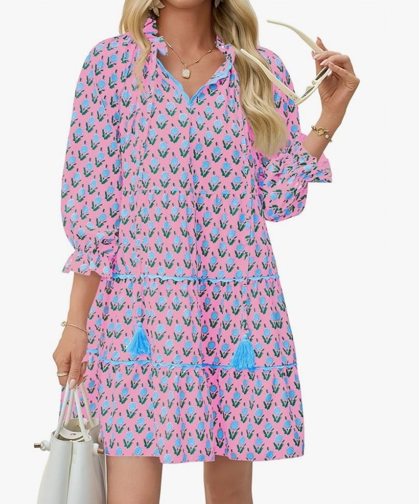 vacation outfits beach - ON SALE - I am seriously crushing on this dress.  It comes in more colors, is on sale, and has a clickable coupon making it an even lower price.  This looks like something from a pricier beach-inspired designer  


#springbreak #amazon #dress #designerlookalike #designerdupe 
#floraldress


#LTKSaleAlert #LTKU #LTKOver40