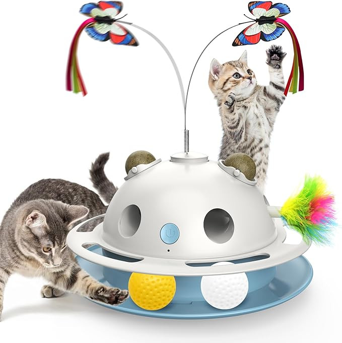 4 in1 Cat Toys, Smart Automatic Interactive Kitten Toy with Shooting Feather, Butterfly, Catnip B... | Amazon (US)