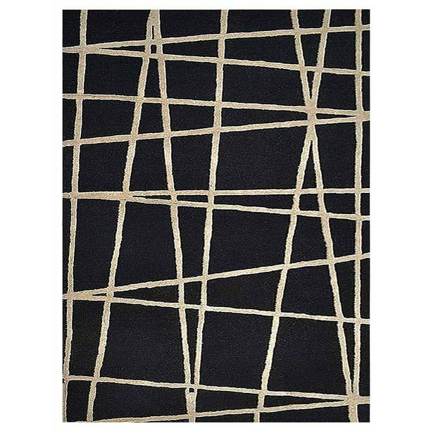 Rugsotic Carpets Hand Tufted, Contemporary Wool Area Rug, Black, 5'x8' - Walmart.com | Walmart (US)